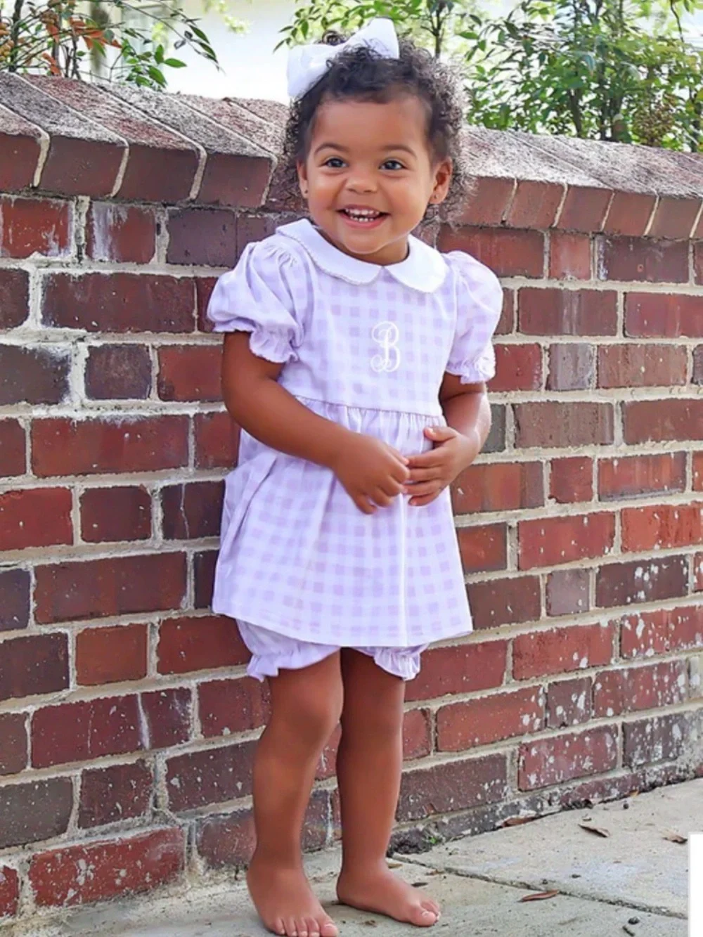 CLASSIC WHIMSY Riley Gingham Knit Bloomer Set in Lavender - 3T